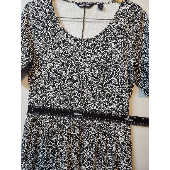 Lands’ End women’s size XS black/white paisley print short sleeve dress - Picture 4 of 5